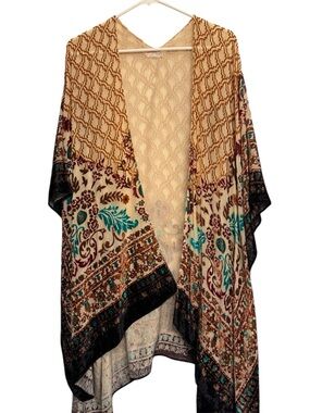 Free People Multi-Color Bohemian Swim Coverup - Teal, Burgundy, Tan, Black
